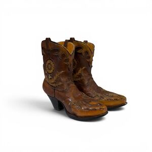 JPC Desert Flower Western Cowboy Boot Figurine Decor Brown Rustic 4x4x1.5 85007